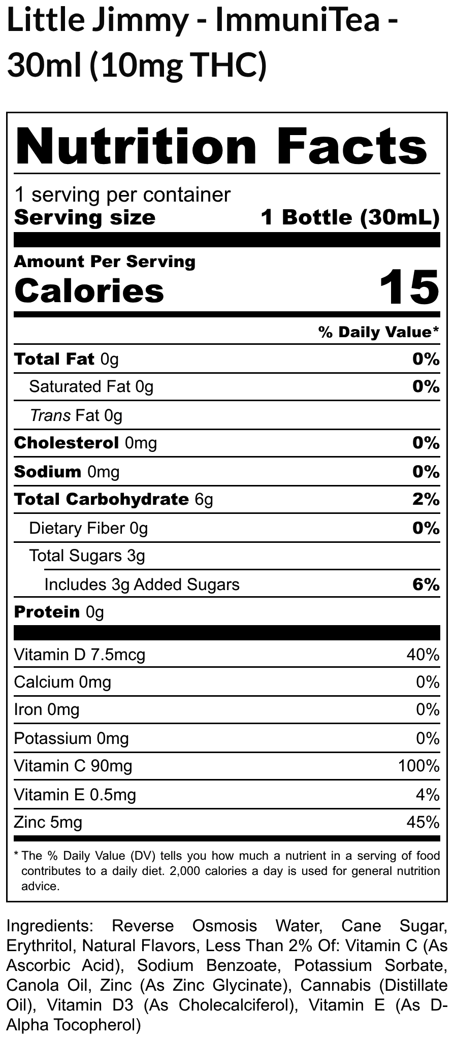 Little Jimmy - ImmuniTea - 30ml (10mg THC) - Nutrition Label (1)