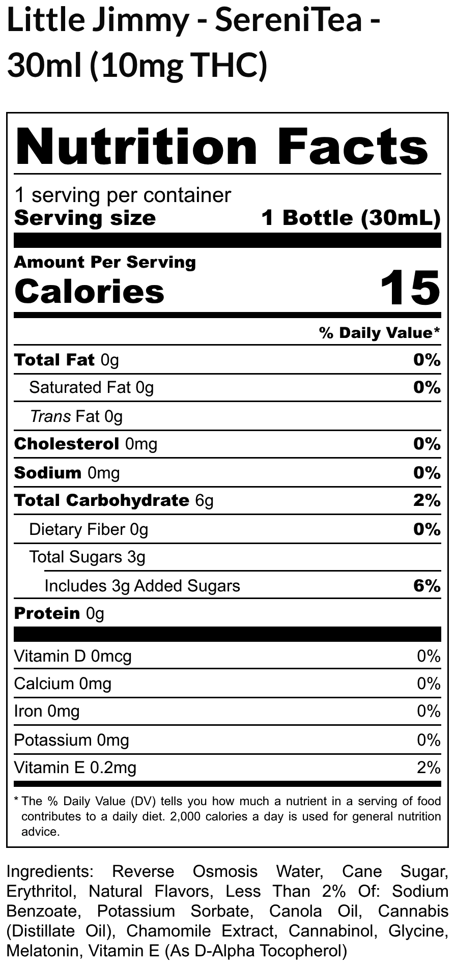 Little Jimmy - SereniTea - 30ml (10mg THC) - Nutrition Label (Revised)
